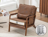 AILIUHUA Mid Century Modern Chair Set of 2, Upholstered Lounge Arm Chair with Solid Wood Frame, Comfy Accent Chair for Living Room, Bedroom, Reading, Reception, Brown AILIUHUA