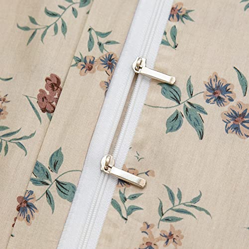 Jane yre Duvet Cover Queen Floral, Brushed Microfiber 3 Pieces Bedding Set, Garden Style Vintage Floral Queen Duvet Cover Flower, with Zipper Closure, Luxury Soft Breathable Comfy Jane yre