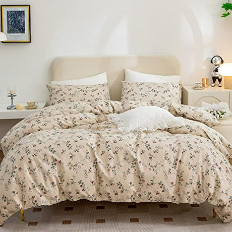 TISPLR Floral Comforter Set Twin 2 Pieces Soft Chic Vintage Flowers Bedding Comforter Lightweight Garden Style Floral Botanical Flower Comforter Set for All Seasons and 1 Pillowcases (Floral, Twin) TISPLR