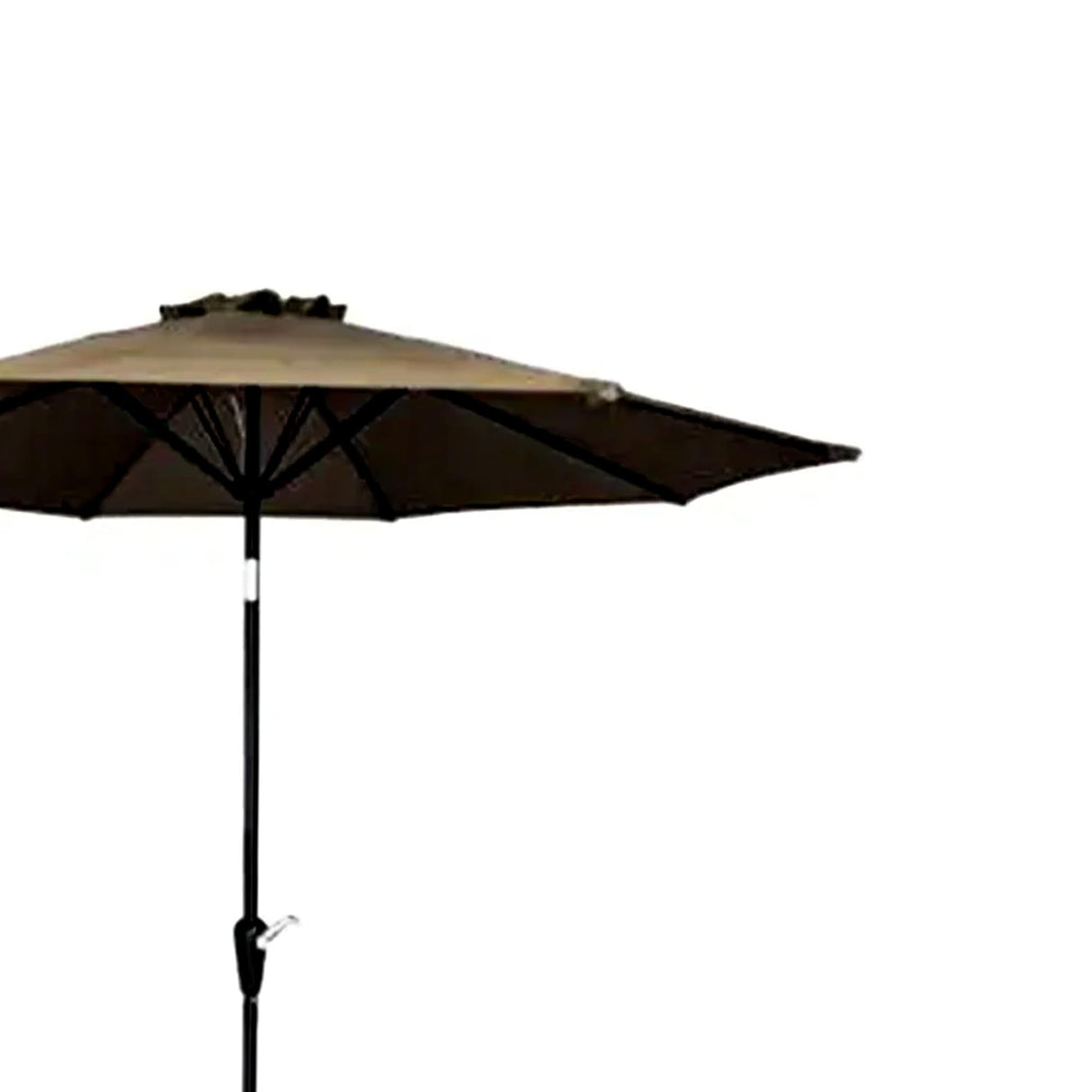 Four Seasons Courtyard 9 Foot Patio Market Umbrella Round Polyester Fabric Outdoor Backyard Shaded Canopy with Crank Lift and Auto Tilt, Taupe Four Seasons Courtyard