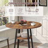 MAHANCRIS 31.5" Round Dining Table for 2-4, Farmhouse Kitchen Table with Storage Shelf, Small Circle Dining Table Space Saving, for Dining Room, Kitchen, Living Room, Rustic Brown and Black DTHR8201 MAHANCRIS