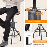 LOKKHAN Set of 2 Industrial Bar Stool-Vintage Adjustable Round Wood Metal Swivel Bar Stool-Cast Iron-23-30 Inch Tall Counter Bar Height Farmhouse Kitchen Stools LOKKHAN