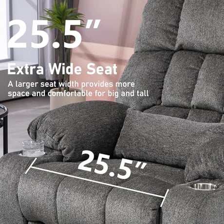 RHHVVR Oversized Power Recliner Chair for Big and Tall 400 LBS, 25.5" Extra Wide Electric Lift Chair with Heat and Massage, Dual Motor 180° Lay Flat Recliner Living Room Sofa, Chenille Big Lift Chair RHHVVR