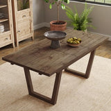 Kmax 70" Farmhouse Extendable Dining Table Set for 4-8 People, Rustic Rectangular Kitchen Table, Recycled Pine Wood Dinner Table for Dining Room Home Office, Walnut Kmax