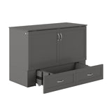 AFI Hamilton Full Murphy Bed Chest with Mattress, Storage, and Built-in Charger in Grey AFI