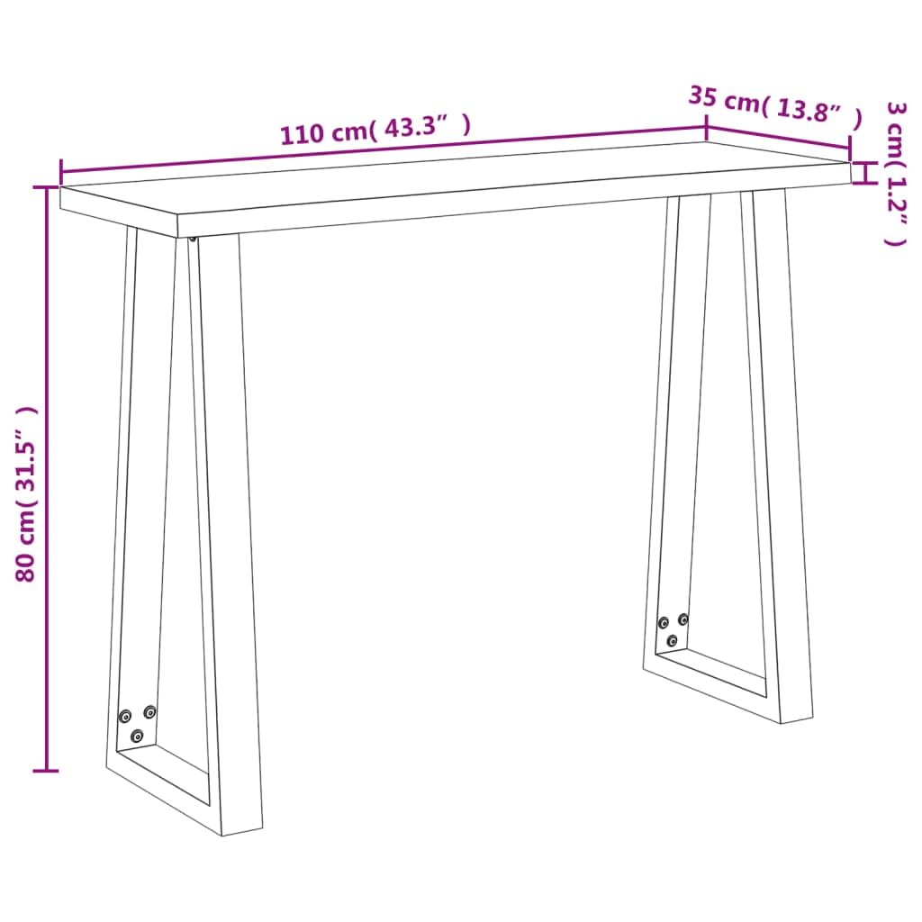 loibinfen Wood Live Edge Console Table, Narrow Entryway Foyer Table, Rustic Hallway Accent Table for Living Room, Entrance, 43.3"x13.8"x31.5" Solid Wood Acacia - WoodArtSupply