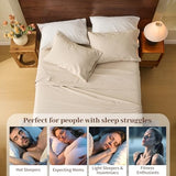 MEISHANG 100% French Pure Linen Sheets Queen Size - Bed Sheets 4 Piece Sets, Soft Durable Flax Linen, Anti-Tear Breathable Oeko-Tex Certified with 16" Deep Pocket (Linen) MEISHANG