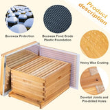 ThxBees 8 Frame Bee Hive Starter Kit, Beehives and Supplies, Beehive Dipped in 100% Beeswax with Frames, Bee Starter Kit Includes Hive Pro Feeder, 2Pcs Bee Keeper Hats, 17Pcs Beekeeping Tool Kit ThxBees