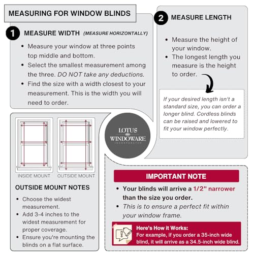 Lotus & Windoware Cordless, 2 Inch Faux Wood Blind, 27" Wide x 54" Long, Window Blinds, Blinds & Shades, Blinds for Indoor Windows, Smooth, Bright White - 27" x 54",Bright White LOTUS & WINDOWARE