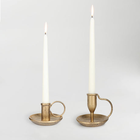 Iron Taper Candle Holder Set of 2 Antique Brass Candlestick Holders Vintage Decorative Candles Stand for Wedding Party Decoration Dinning Table Housewarming Gift FIAHOSEY