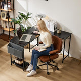 Sweetcrispy L Shaped Computer Desk - Gaming Table Corner Desk 50 Inch PC Writing Black Desk Study Desks with Wooden Desktop CPU Stand Side Bag Reversible for Home Office Dorm Small Space Sweetcrispy