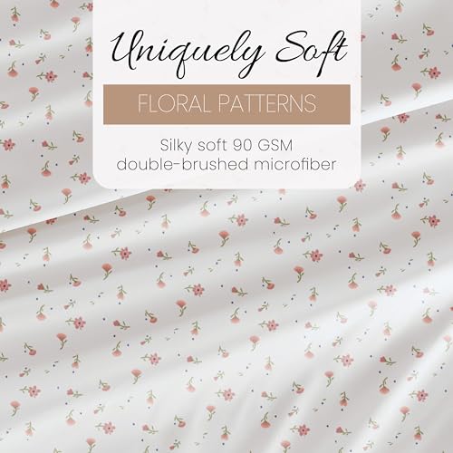 Linen Market Double-Brushed Patterned Microfiber Twin Sheet Set 3 Piece – Oeko-TEX Certified Ultra Soft & Wrinkle-Free - 16" Deep Pocket Sheets - Easy Care Twin Size - Soft Floral Pink Linen Market