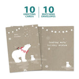 Tree-Free Greetings Holiday Greeting Cards, Polar Bear Merry Christmas, Vintage Brown Recycled Paper, Boxed Note Card Set, 10-Pack (HB93300) Tree-Free Greetings