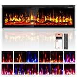 Eueiriup 50" Smart WiFi Electric Fireplace Narrow Bezel in Wall Recessed & Wall Mounted Fireplace Heater with App, Remote Control, Log Flame Option, 750/1500W for Indoor Used Heater Eueiriup