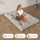 Furnify 6" Futon Mattress Queen Size, Futons Sofa Couch Bed with Straps, Thick Corduroy Fabric Floor Mattress for Adults, Foldable Mattress with Shredded Foam Filling (Frame Not Included), Beige Furnify