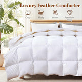 Cosybay King Size Feather Down Fiber Comforter - All Season White Duvet Insert - Luxury Medium Warmth Hotel Bedding Comforter,100% Cotton Cover-King, 106 x 90 Inch Cosybay