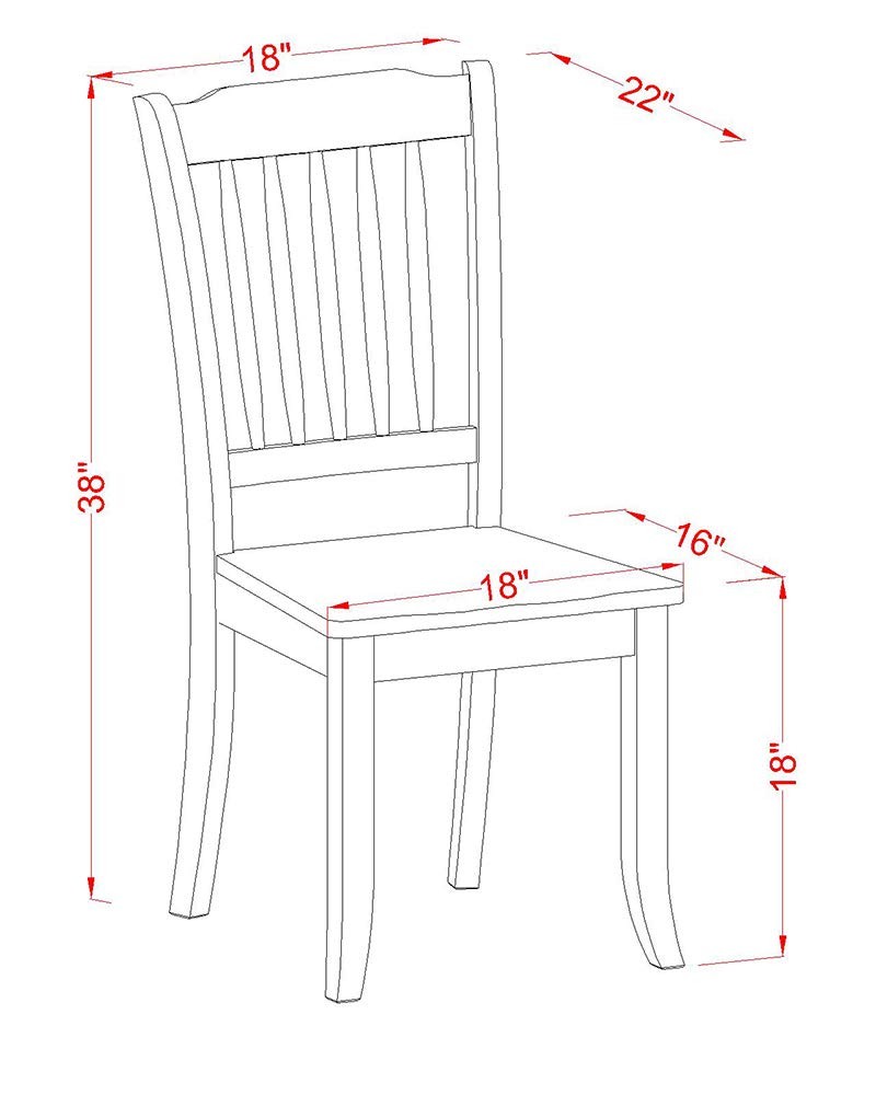 East West Furniture DAC-BCH-W Danbury Dining Room Chairs - Slat Back Solid Wood Seat Chairs, Set of 2, Black & Cherry - WoodArtSupply