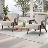 INZOY Accent Chairs Set of 2, Mid Century Modern Accent Chair with Wood Frame, Upholstered Reading Armchair with Soft Linen Fabric, Accent Chair for Living Room Bedroom Apartment, Easy Assembly, Brown INZOY