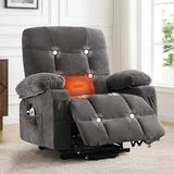 PoteSoar Power Lift Recliner Chair for Elderly with Massage and Heat, Comfortable Electric Power Reclining Chair with Side Pockets,2 Cup Holders and USB Charging Port for Living Room (Grey)