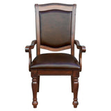 Pemberly Row Wood Dining Room Arm Chairs, Upholstered Faux Leather Seat and Back, Brown Cherry, Set of 2 Pemberly Row