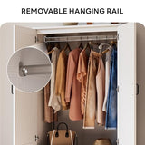 LIKIMIO Armoire Wardrobe Closet with 2 Doors and 2 Drawers 70" H x 36" W Wooden Bedroom Freestanding Wardrobe Combination for Hanging Clothes, White LIKIMIO