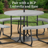 Best Choice Products 8-Person Outdoor Bench Patio Picnic Table, Circular w/ 4 Built-in Benches and Umbrella Hole, 2000lb Capacity - Light Gray Best Choice Products