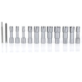 OSCARBIDE Carbide TCT Annular Cutter Set 13 pcs,3/4"Weldon Shank,1-3/8"Cutting Depth and 1/2 to 1-1/8 inch Cutting Diameter,TCT Mag Drill Bits for Magnetic Drill Press with Pilot Pins OSCARBIDE