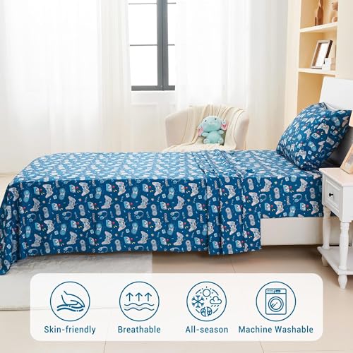 Softan Kids Bed Sheet Set, 4-Piece Full Size Sheets, Microfiber Fitted Sheet with 15 Inches Deep Pocket and Corner Straps, Breathable & Silky Soft Game Controller Printed Sheet and Pillowcase Sets Softan