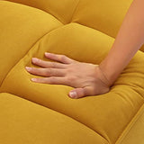 Betoko Convertible Futon Sofa Bed Sleeper Twin Size, Modern Reclining Linen Split Back Sofa Couch with Pillow Top Arm for Compact Living Room,Apartment (Yellow) Betoko