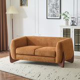 Christopher Knight Home Alma 63" Boucle Loveseat with Wood Legs, 2 Seater Sofa Couches for Living Room, Upholstered Couch Chair, Soft Seating Lounge Sofa Chair, Cozy Loveseat with Armrest, Caramel Christopher Knight Home
