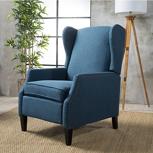 GDFStudio Christopher Knight Home Wescott Traditional Fabric Recliner, Navy Blue