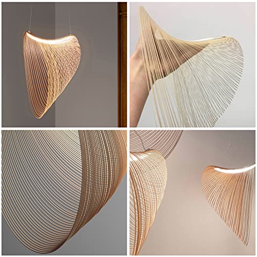 1light Pendant Lighting for Kitchen Island Ceiling Light Fixture for Bedroom Bar,Contemporary Abstract Pendant Light,Modern Art Wood Led Chandelier-Wood 60x40cm(24x16inch) - WoodArtSupply