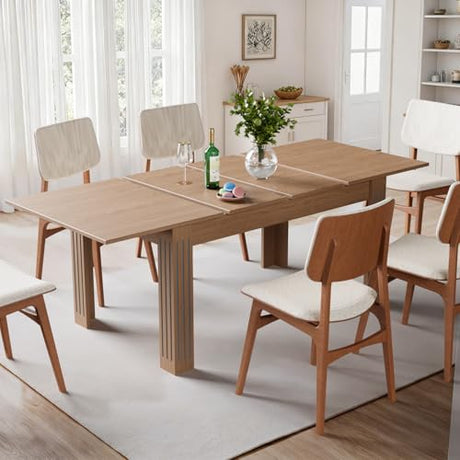 Extendable Dining Table, 54-85 Inch Expandable Table for 4-10 People, Modern Rectangular Dining Table, Space-Saving for Kitchen & Dining Room Ariiles