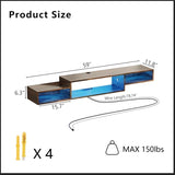 4 EVER WINNER Floating TV Shelf with LED Lights and Power Outlet, 59" TV Stand for Cable Box Audio Video, Floating Entertainment Center for Living Room, Bedroom, Rustic Brown 4 EVER WINNER