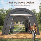 FansaFurn Heavy Duty Carport with 4 Cloth Bags, All-Weather Portable Garage with 2 Roll-up Doors, Car Canopy Storage Shelter Shed for Boat, Truck, or Garden Tools, 12' x 25' FansaFurn