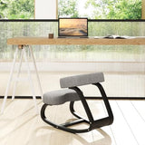 Goplus Ergonomic Kneeling Chair, Rocking Upright Posture Chair with Soft Seat & Knee Pads, Wooden Backless Knee Chair Relieves Neck Back Pain for Home Office Study, Gray and Black Goplus