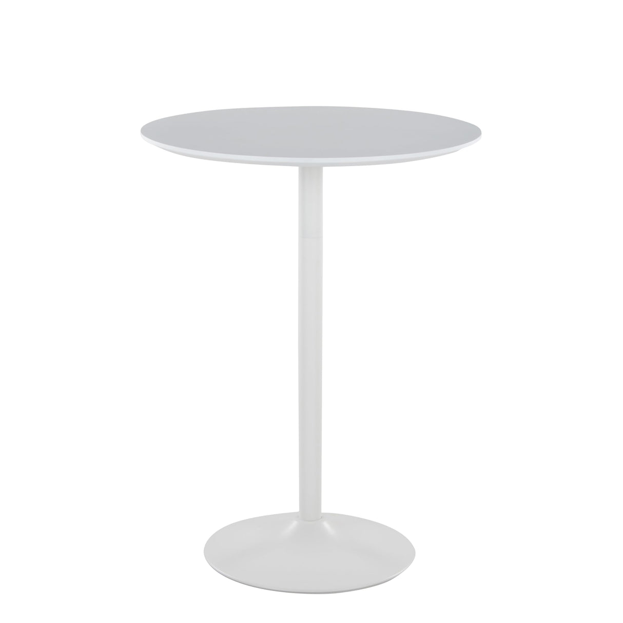 LumiSource Pebble 3-Height Adjustable Bar Table, Round High Top Pub Table (White Metal, White Wood) LumiSource