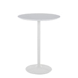 LumiSource Pebble 3-Height Adjustable Bar Table, Round High Top Pub Table (White Metal, White Wood) LumiSource