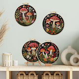 SCECALA 4 Pack Mushroom Embroidery Kit - Botanical Flower Floral Hand Embroidery Kit for Beginners with Pattern, Complete Cross Stitch Supplies DIY Craft for Adults Sewing Hobby, 1pc Hoops