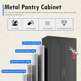 Polup Pantry Cabinet, 75 Inch Tall Kitchen Storage Cabinet, Metal Pantry Cabinets with Doors and Adjustable Shelves, Black Freestanding Food Cupboard for Living, Dinning Room-Assembly Required Polup