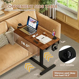 Furmax Mobile Standing Desk with Wheels, Pneumatic Adjustable Rolling Computer Desk Laptop Table for Bed, Couch (Mahogany, Large) Furmax