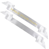TREORSI Blank Satin Sash, Plain Sash, Party Decorations, Make Your Own Sash (2 Pack, White) TREORSI