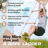 Wooden Climbing Rope Ladder for Kids - Kids Ninja Warrior Obstacle Course Accessories | Playset Rope Ladder for Swing Set Treehouse Bunkbed | Playground Ninja Obstacles Swing Rope Ladder Trailblaze