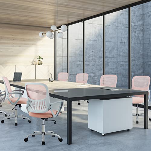 Sweetcrispy Home Office Managerial Executive Chair with Ergonomic Design, Mid-Back Mesh Swivel, Comfortable Lumbar Support, Comfy Arms for Bedroom,Study,Student Sweetcrispy