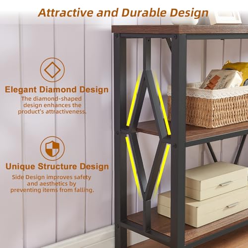 HOMISSUE Sofa Console Table, Rustic Console Table with 3-Tier Storage, Engineered Wood Sofa Tables with Open Shelves, Heavy Duty Entryway Tables for Living Room, Hallway (47 Inch, Rustic Brown) HOMISSUE