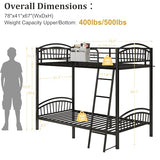 Decofy Twin Bunk Beds Twin Over Twin Industrial Bunkbeds Heavy Duty Metal Bunk Bed with Bedside Caddy, Convertible Ladder&Flat Rungs, Space Saving Bunkbed Frame for Bedroom Dorm, No Box Spring Needed Decofy
