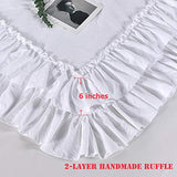 Masaca White Ruffled Comforter Set Queen,Lightweight Farmhouse Shabby Boho Chic White Bedding,Ultra Soft Fluffy Washed Microfiber Bed Comforter Set 3-Piece (1 White Comforter+2 Ruffle Pillow Shams) Masaca