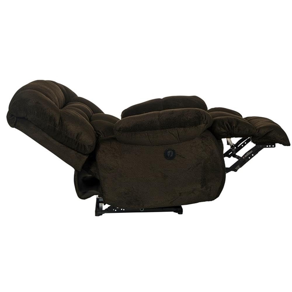 Catnapper Johnson Power Lay Flat Recliner in Brown Polyester Fabric Catnapper