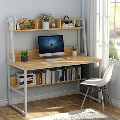 Tribesigns 47-Inch Space-Saving Computer Desk with Hutch and Open Bookshelf for Home Offices - WoodArtSupply