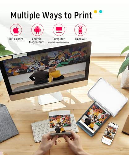 Liene 4x6'' Photo Printer, Phone Printer 100 Sheets & 3 Cartridges, Full-Color Photo, Portable Instant Photo Printer for iPhone Android, Thermal Dye Sublimation, Wi-Fi Picture Printer 100 Papers Liene